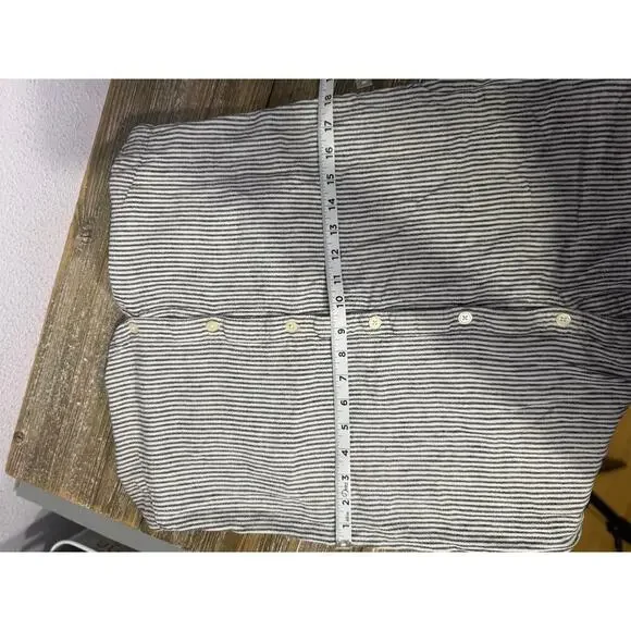 Gap Dress Stripe Button Front V-Neck Sleeveless Lightweight Linen Black Womens S - Picture 10 of 10